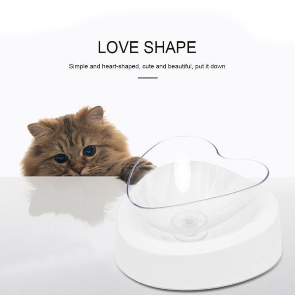 

pet cat dog bowl 360 degree rotation protection cervical spine eating drinking love shaped put feeder bowls & feeders