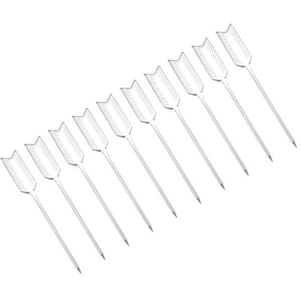 

forks 10 pcs 304 stainless steel picks reusable feather shaped cocktail dessert for dinner party bbq (silver)