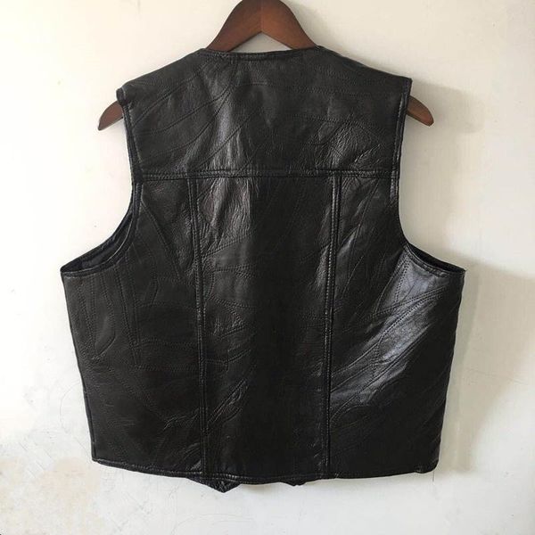 

men's vests autumn spring men sleeveless v-neck single breasted leather straight casual fashion plus size 5xl male windproof waistcoat, Black;white