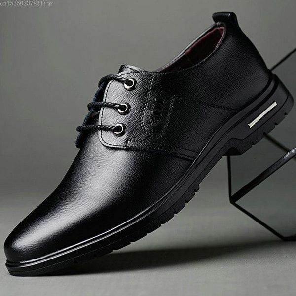

dress shoes luxury fashion men formal leather pointed toe wedding business casual oxford d12-20, Black