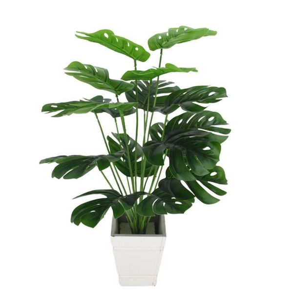 

49cm 18 heads artificial green monstera leaves home bedroom fake garden decoration v6b5 living room plants k0c6 decorative flowers & wreaths
