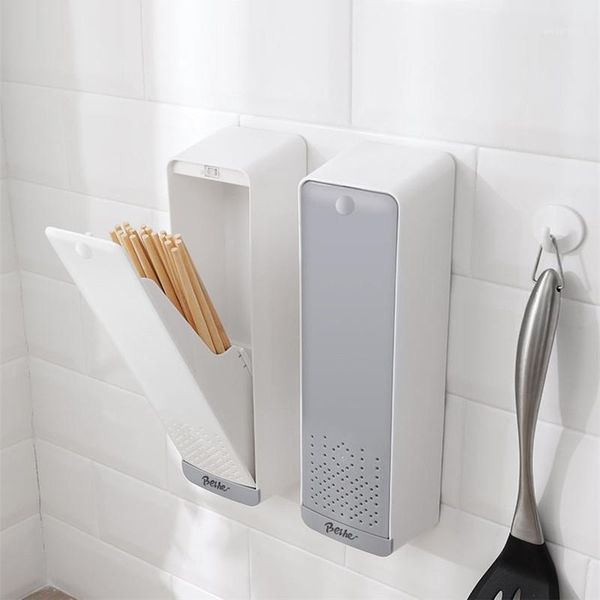 

storage bottles & jars cover chopstick holder kitchen wall-mounted cutlery box dustproof drain rack knife fork tube containers with l
