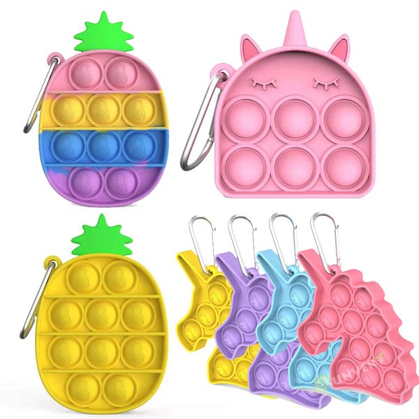 

pop fidget toys mini unicorn push bubble keychain antistress kids simpl dimmer anti stress squishy fidget toys