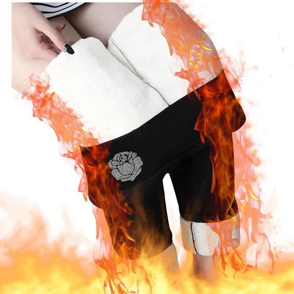 

women's leggings winter warm women high waist girl casual leggins thicken push up elasticity for, Black