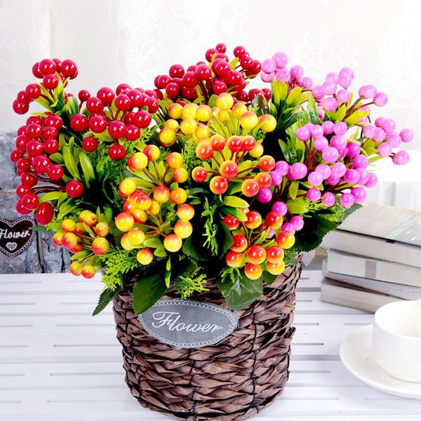 

decorative flowers & wreaths 36cm artificial flower plant with berries plastic fake 7 branches simulation christmas home el party decoration
