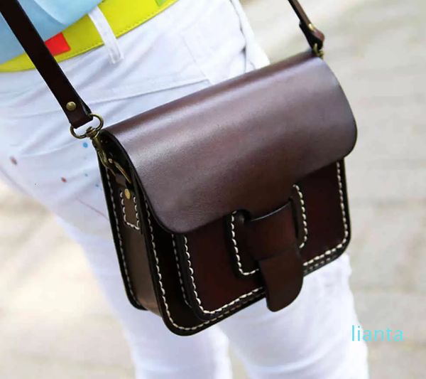 

new women's bag shoulder british headdress leather hand sewing manual