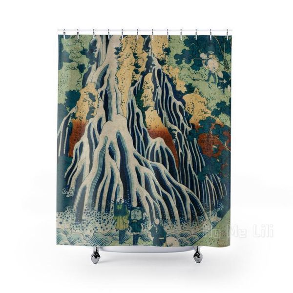 

shower curtains japan waterfall decor bathroom hokusai art curtain