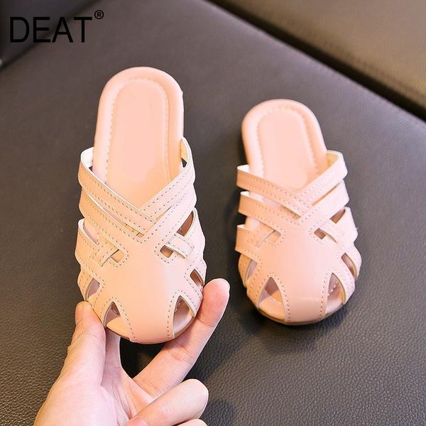 

slippers [deat] 2021 spring summer round toe shallow hollow out flat baby children women shoes fashion 10i462, Black