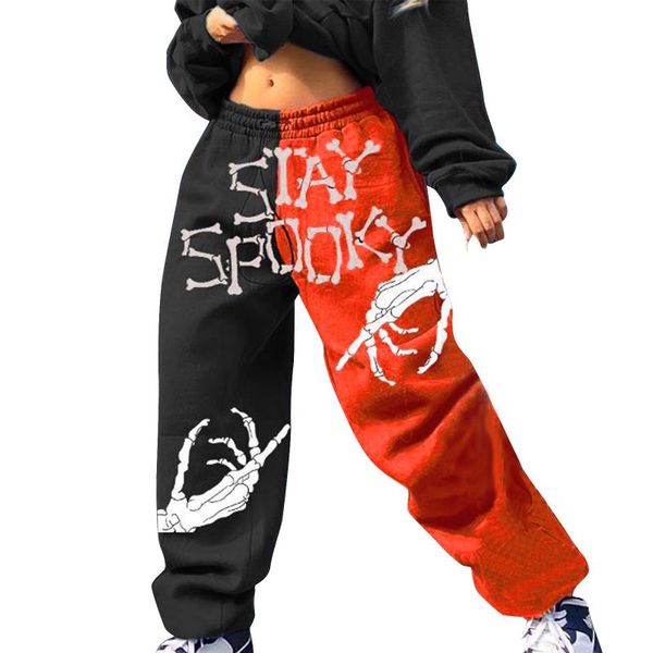 

women's pants & capris hirigin fashion women halloween harem print high waist side pockets slimming casual party street trousers for la, Black;white