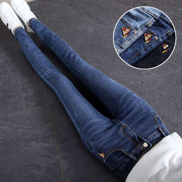 

women's version medium waist slim fit elastic leggings spring, Blue