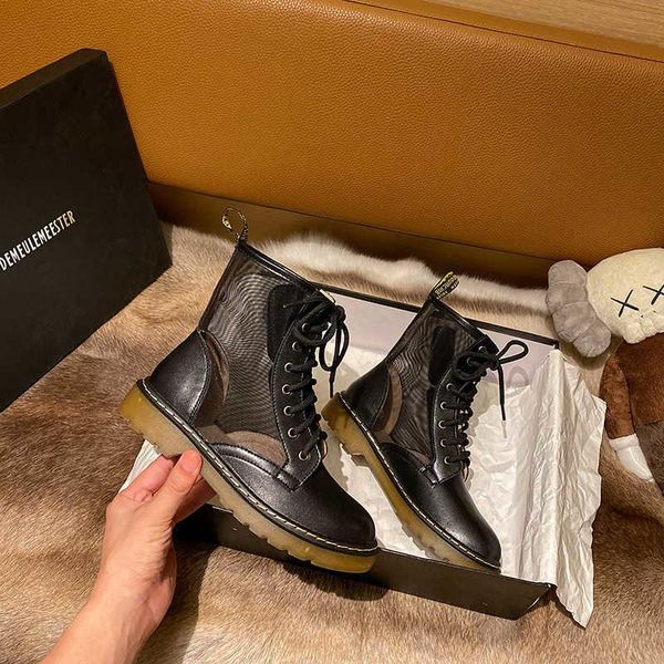 

boots honghan fashion women's 2021 mesh british style breathable short thin summer cool, Black