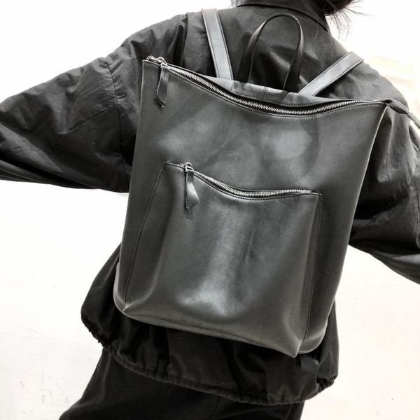 

backpack ture leather vintage preppy stylish students books