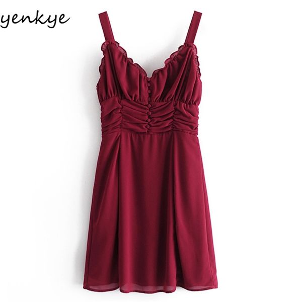 

vintage solid color sling dress women sleeveless v neck draped waist a-line mini summer holiday chiffon robe 210514, Black;gray