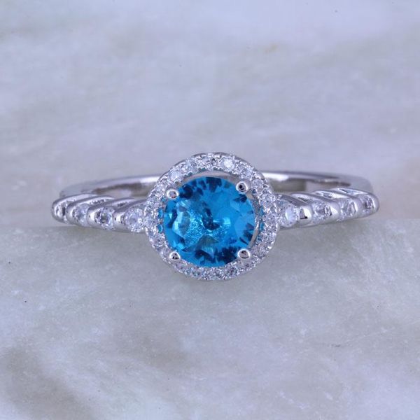 

wedding rings love monologue pure clear blue sky cubic zirconia silver color jewelry x0356 size 5 / 6 7 8 9 10 gift bag, Slivery;golden