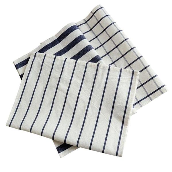

3pcs grid stripe tea towels table rectangular covers cotton placemats home plate mats kitchen(assorted color) napkin