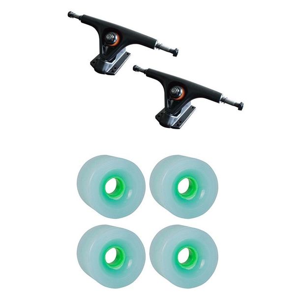 

skateboarding skateboard truck longboard fish board long steering bracket with 4pcs 78a replacement wheels
