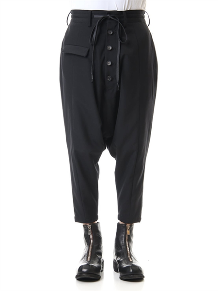 

men's pants casual small foot taper spring and autumn black multi-button design young fashion british wind