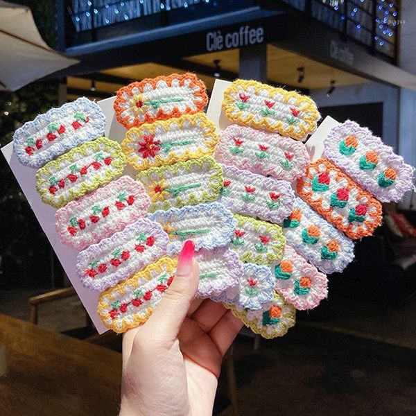 

south korea ins online celebrity yarn candy-colored flowers girl's side clip head headband bang headdress1