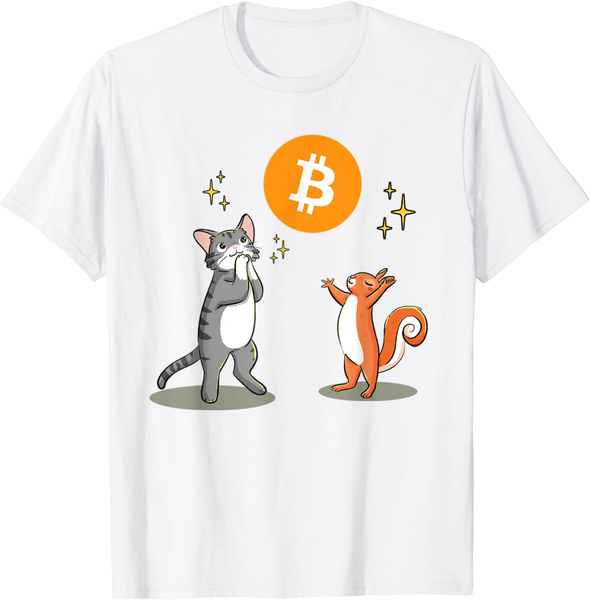 

men's t-shirts cute crypto animals that worship btc t-shirt, White;black