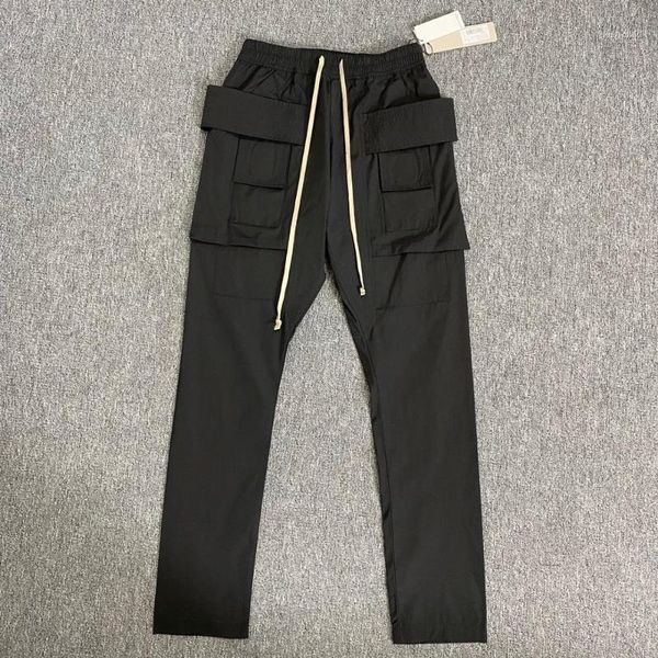 

men's pants men hi streetwear double belt drop crotch cargo, Black