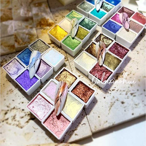 

gift sets handmade 36 colors metallic solid watercolor paint blooming pearlescent pigment profressional acuarelas for artist painting