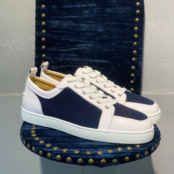 

designer women &men casual shoes fashion red bottoms tennis sneakers classic leather men training loafers, Black