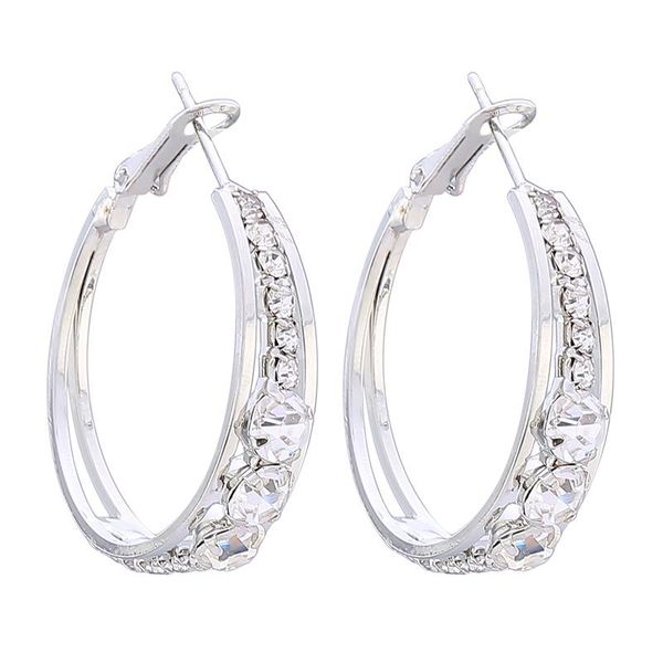 

hoop & huggie fashion 1pair crystal rhinestone exaggerated luxury big circle earrings female ear ring, Golden;silver
