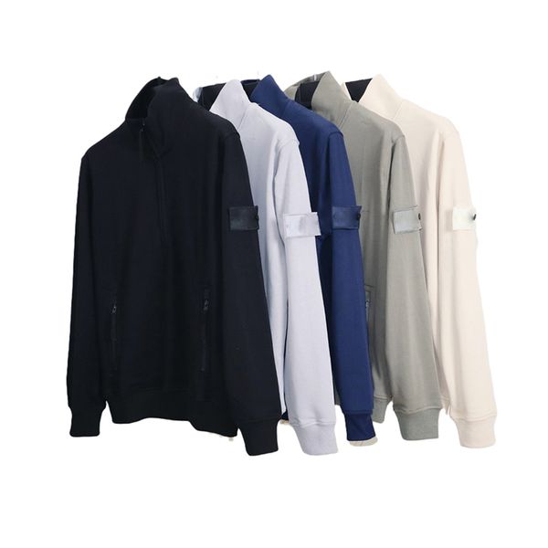

hoodies for men women sweatshirts zip up turtleneck sweater couple outfits fall with designs cotton embroidered armbands spring autumn jacke, Black