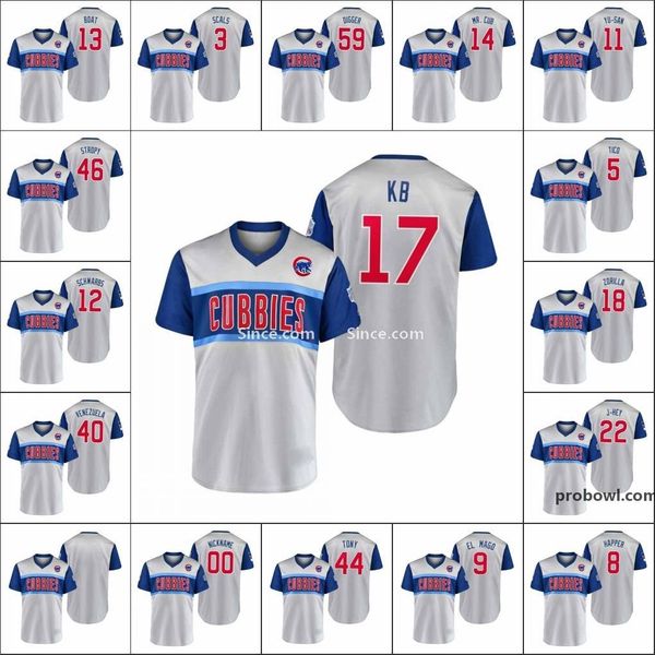 

chicago/cubs men 44 rizzo tony 9 javier baez el mago 17 kris bryant kb women youth little league classic custom jersey stitched s-6xl., Black