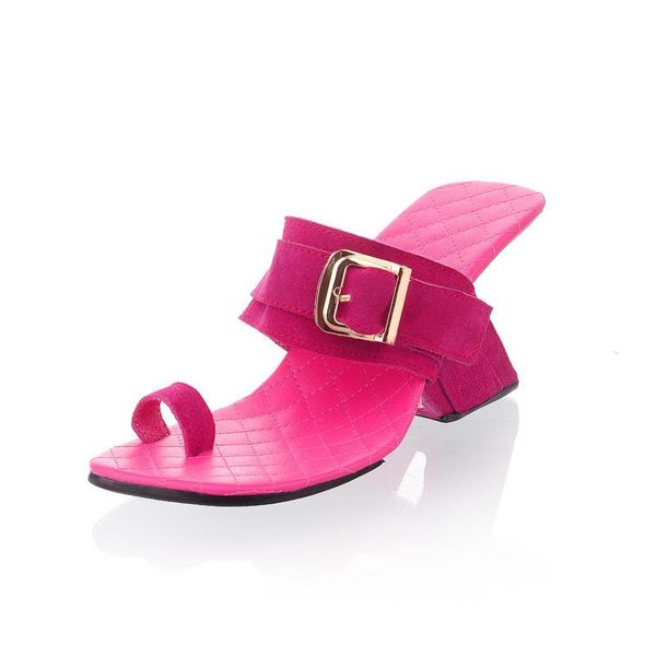 

slippers novelty summer women slides sandals strange thick high heel comfortable buckle flip flops toe ring 2021 iol9, Black