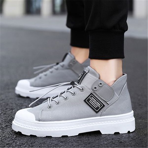 

boots spring autumn men canvas high shoes outdoor walking footwear lace-up casual sneakers man zapatos de hombre 90t5, Black