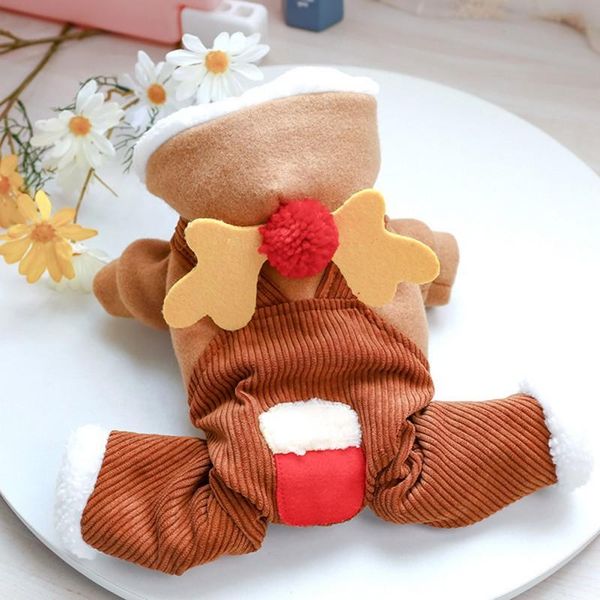 

dog apparel pet christmas plus velvet thick warm elk cosplay jumpsuit small and medium cats/dogs winter costume outfits