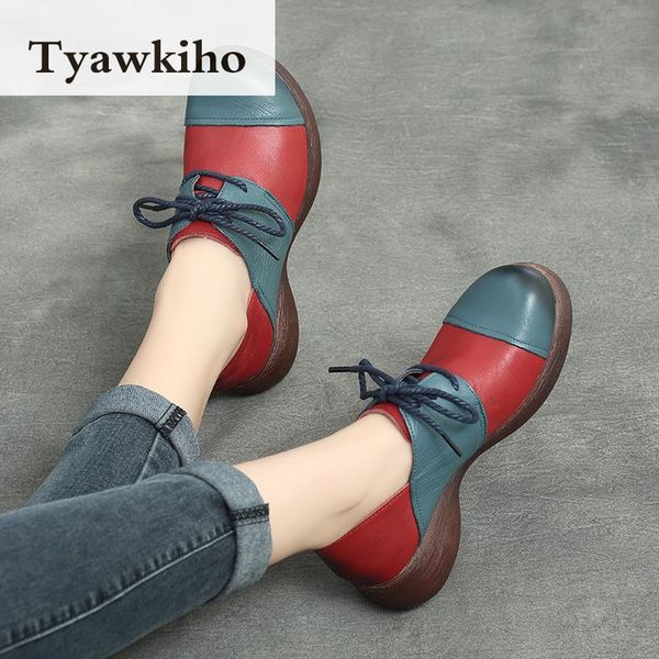 

tyawkiho genuine leather women pumps lace up casual shoes 5 cm high heels 2021 spring handmade soft dress, Black