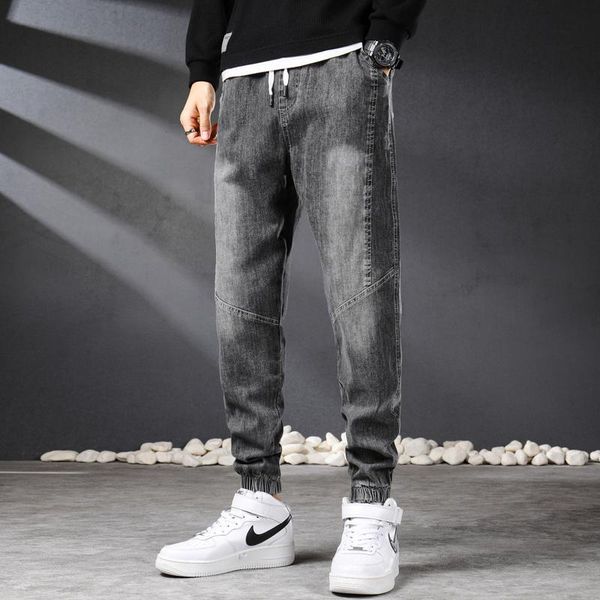 

men's jeans spring autumn vintage men jean black cargo streetwear denim jogger pants man baggy trousers plus size 4xl 5xl, Blue