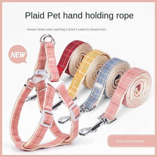 

dog collars & leashes pet traction rope chain two-color plaid walking imitation nylon chest back