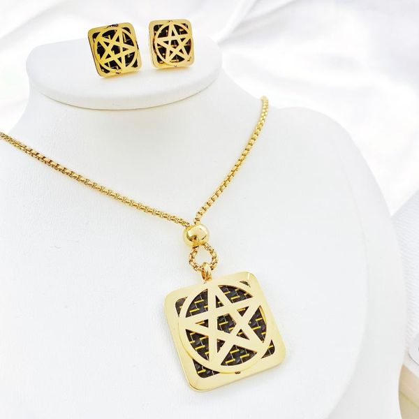 

earrings & necklace stainless steel jewelry set star sweater chain pendant thick with gift party wedding, Silver