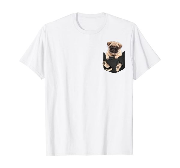 

pug in pocket tee shirts, White;black