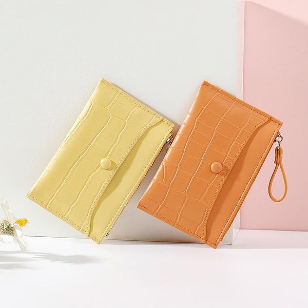 

card holders brand stone pattern mini women holder cute credit id zipper slim wallet case pu leather change coin purse girl, Brown;gray