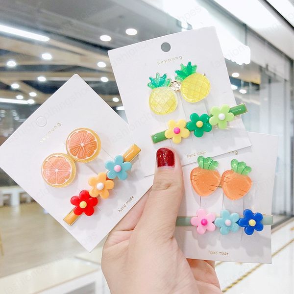 

korean styel children girls flower fruit barrettes hair accessories kids lovely cute candy color hair clips headwear, Slivery;white