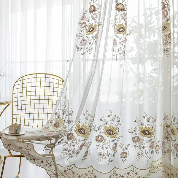 

curtain & drapes factory direct sales wholesale finished products eustoma embroidered translucent for bedroom and living room