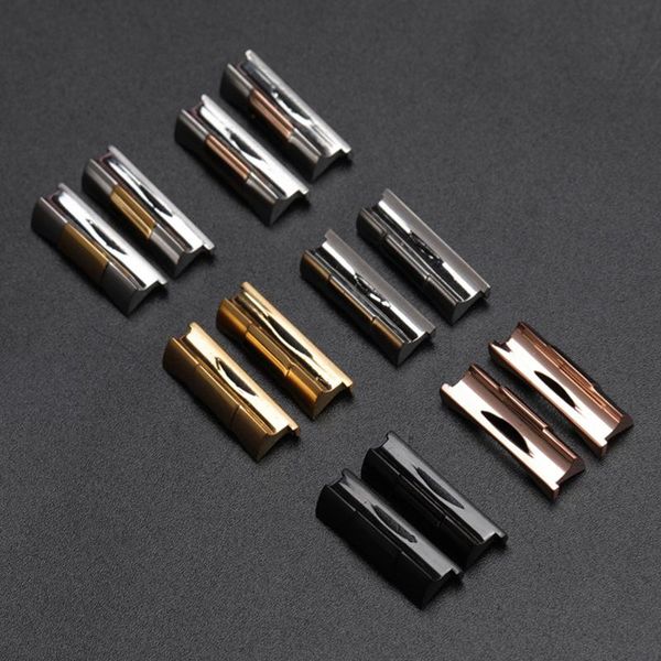 

watch bands 19mm 20mm 21mm silver gold black rose solid curved end link endlink just for 116610 band rubber leather, Black;brown
