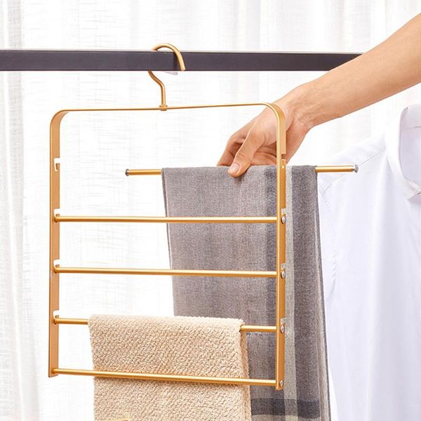 

layers space aluminum clothes hangers s shape pants storage rack multilayer cloth hanger & racks