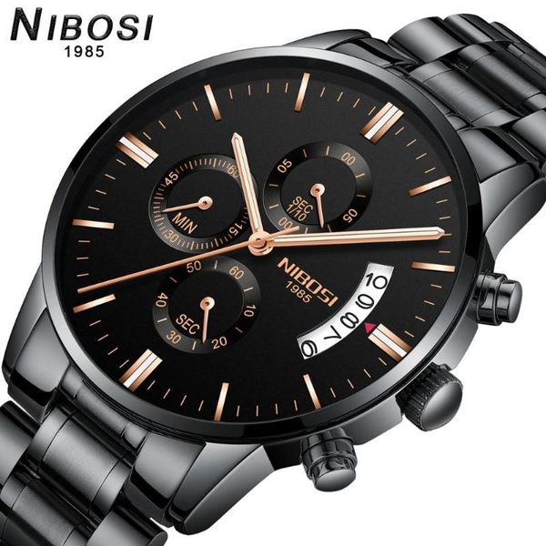 

wristwatches nibosi casual bussiness mens watches quartz watch man sport waterproof chronograph wrist relogio masculino, Slivery;brown