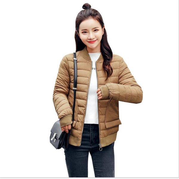 

fashion autumn winter women thin short parkas 2021 long sleeve down cotton jacket female coats mujer warm q759 women's &, Black