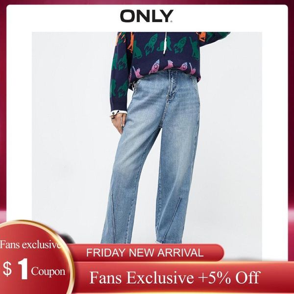 

women's jeans only 100% cotton high-rise spliced crop |119449550, Blue