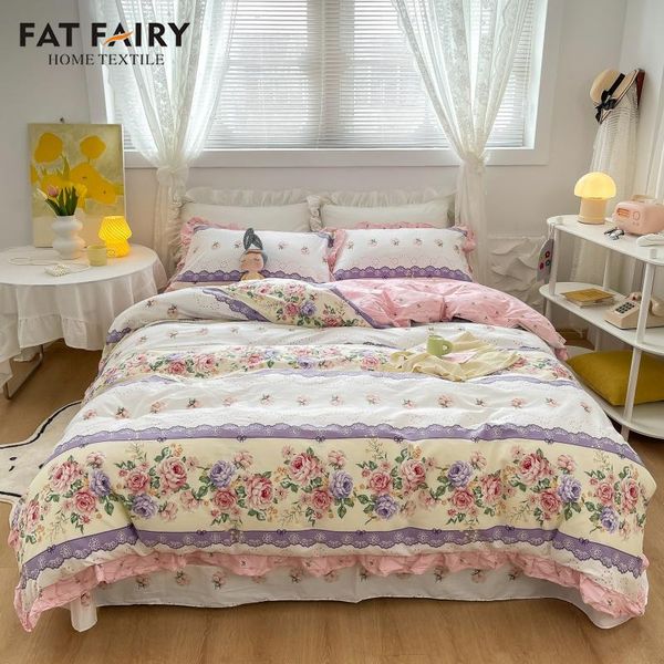 

bedding sets 100% cotton american pastoral flowers set soft double duvet cover bed linen fitted sheet pillowcases home textiles