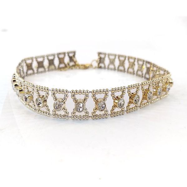 

crystal festoon necklace cubic zirconia inlaid wedding party jewelry shinning collar choker clavicle chain gifts for women girl chokers, Golden;silver