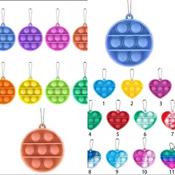 

latest fidget simple dimple keychain push bubble pop toys key chain anti stress decompression bubble board key ring finger toy 499 z2
