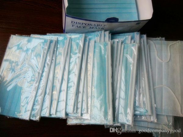 

Mask individually packed Disposable Mask Non Woven Face Masks 3 Layer Anti-Dust Waterproof Mask Ply Respirator Soft Breathable Mouth Safety
