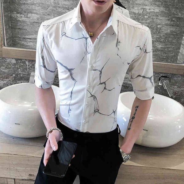 

men's casual shirts mode summer male korean shirt ny adjust half all game streetwear/graduation ohrl, White;black